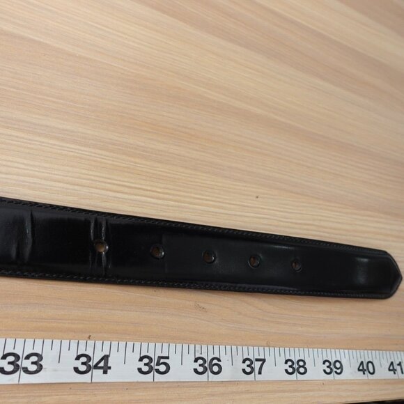 COACH Belt Mens 36 90 Black Leather Italian Dress Formal Work Solid Brass Medium - Picture 4 of 12